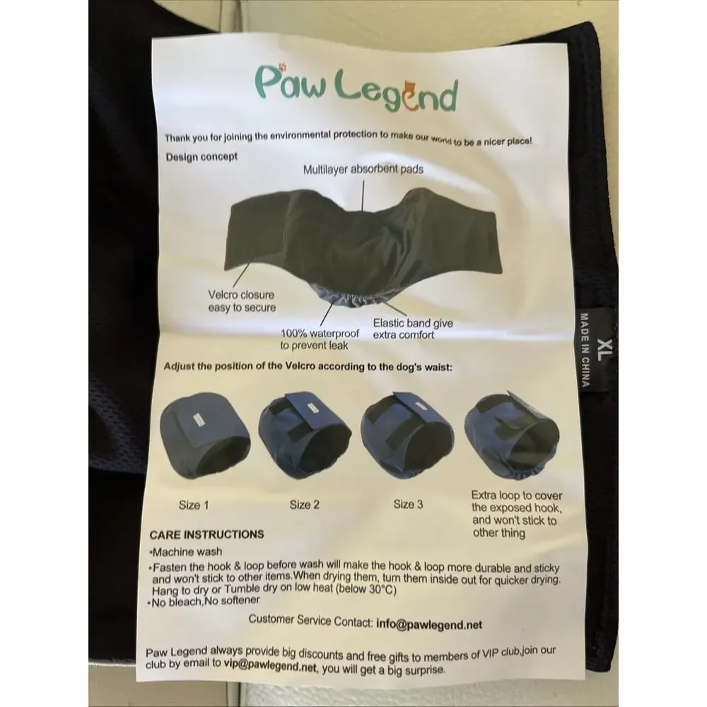 Paw Legend XL Male Dog Diaper, Pregnancy Blocker, Avoid Travel Squirts & Marking